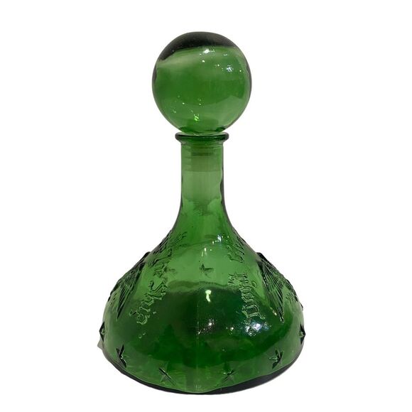 Vintage ITALIAN GLASS CAPTAIN'S DECANTER - Green - "DON'T GIVE UP THE SHIP" - Picture 4 of 10